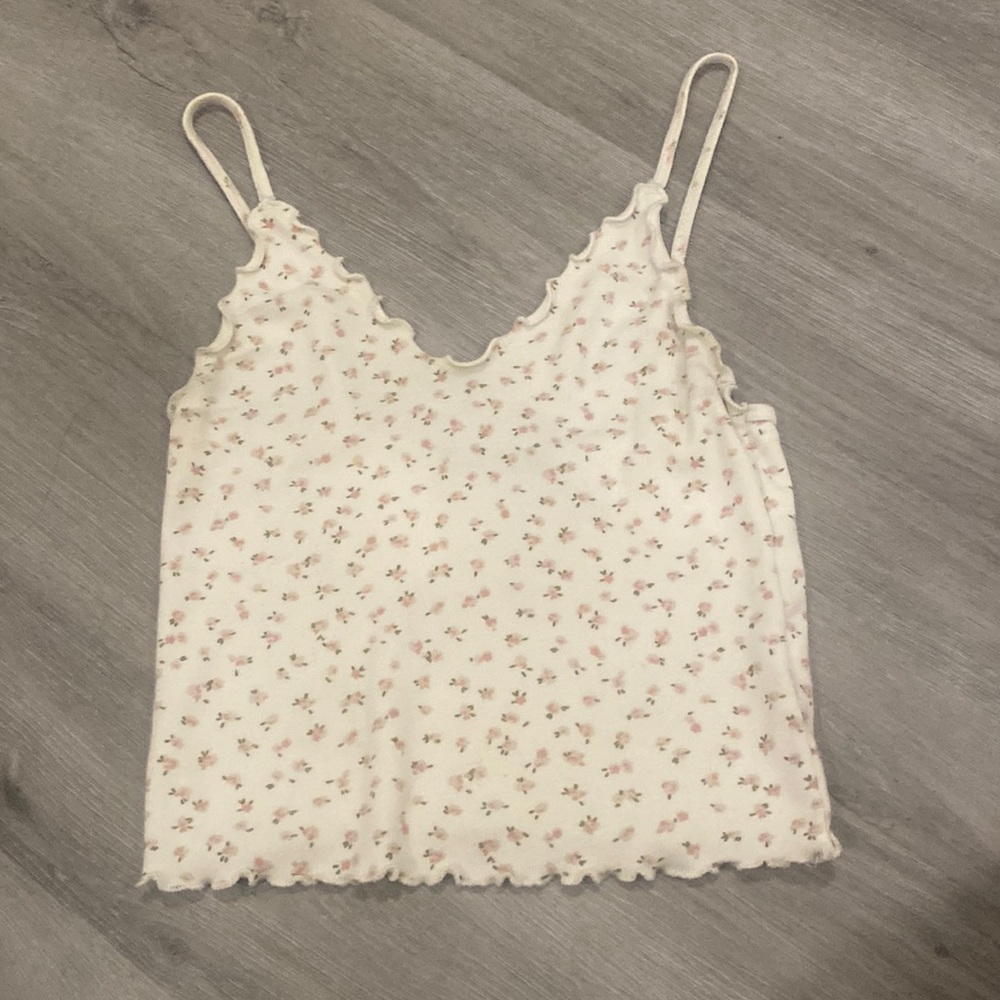 brandy melville ruffle floral nicolette tank